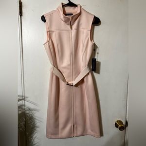 Tommy Hilfiger | Powder Pink scuba zip up dress with belt Sz. 6 NWT